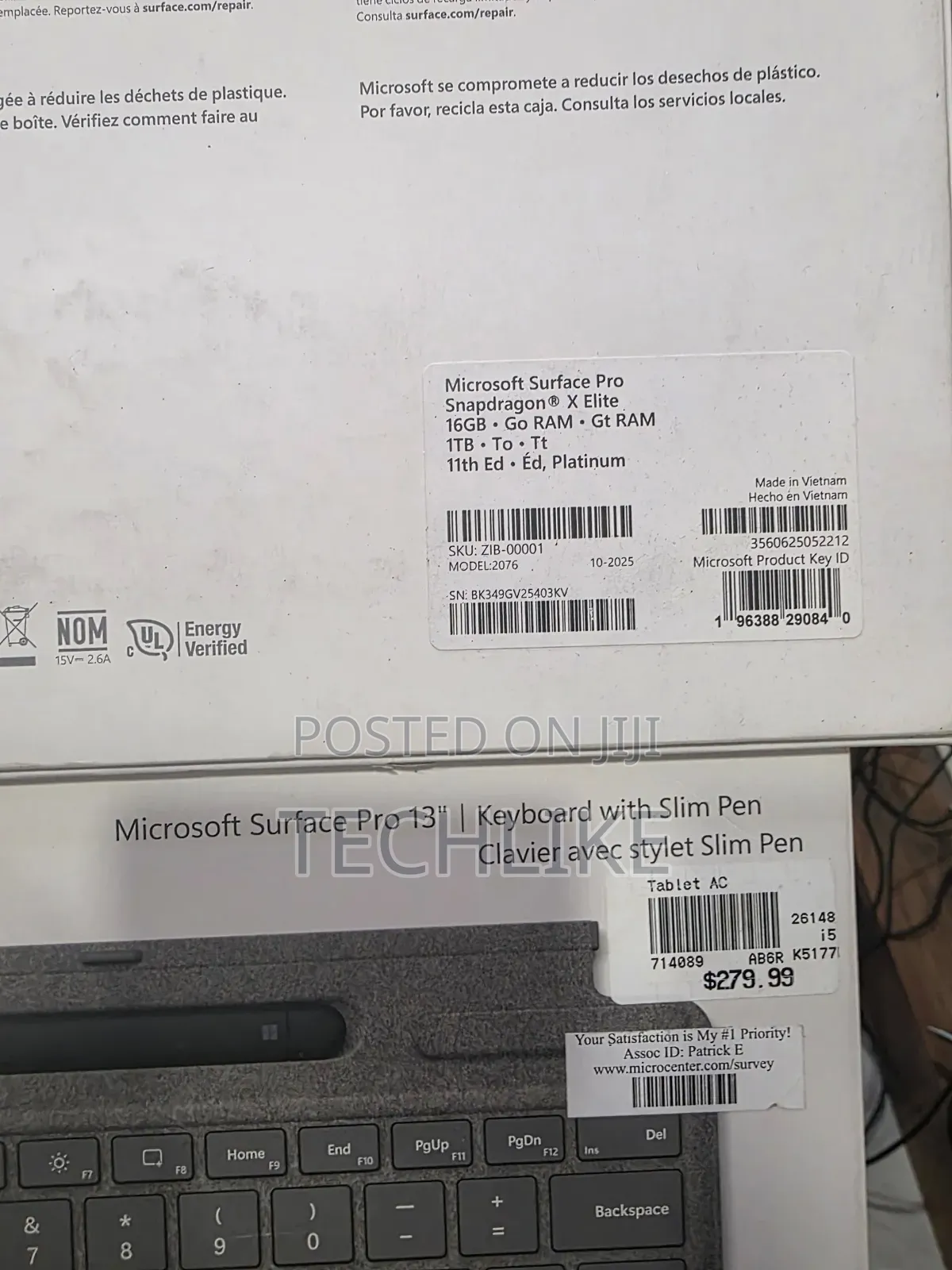 New Microsoft Surface Pro 11th Edition, a Copilot+ PC 16GB SSD 1T