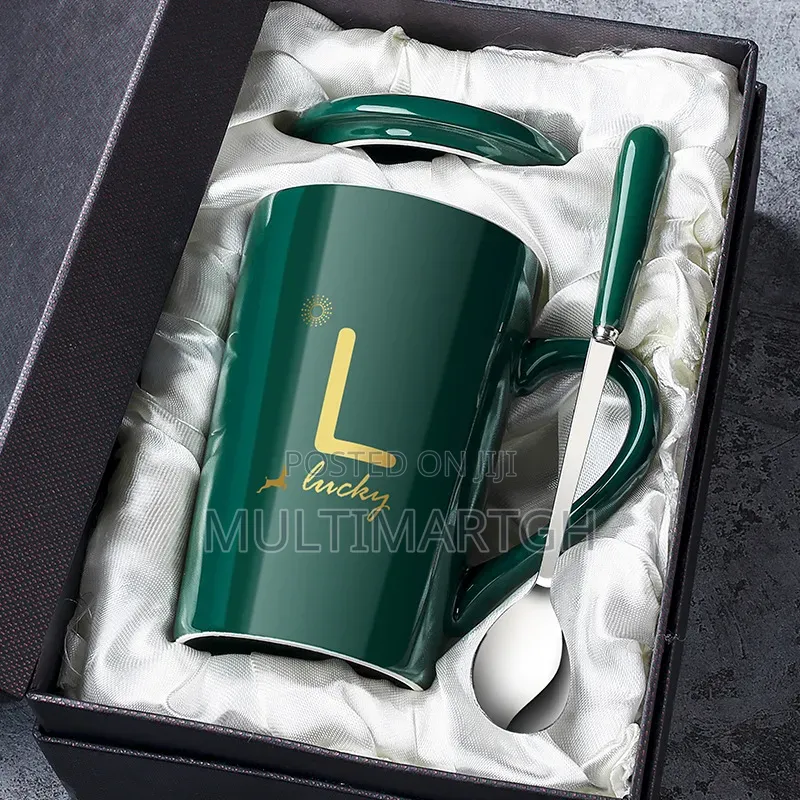 Ceramic Mug With Lid and Spoon