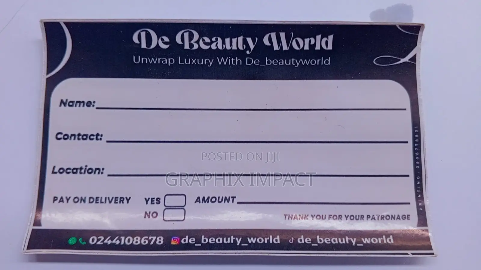 Customer Information Stickers
