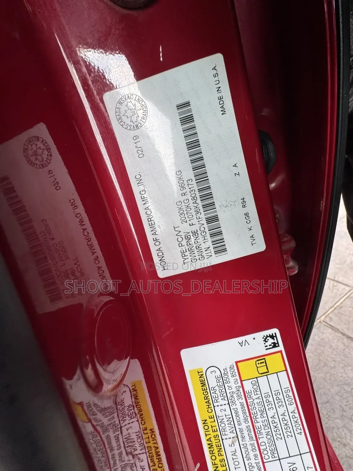 Honda Accord Sport (1.5L 4cyl Turbo 6M) 2019 Red