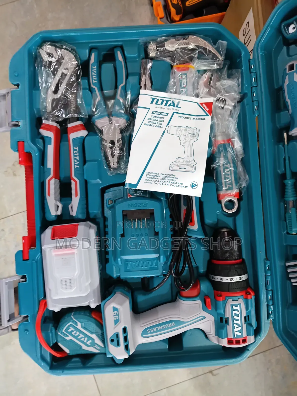 66pcs Brushless Cordless Drill Hand Tool Set – 20v Lithium Battery