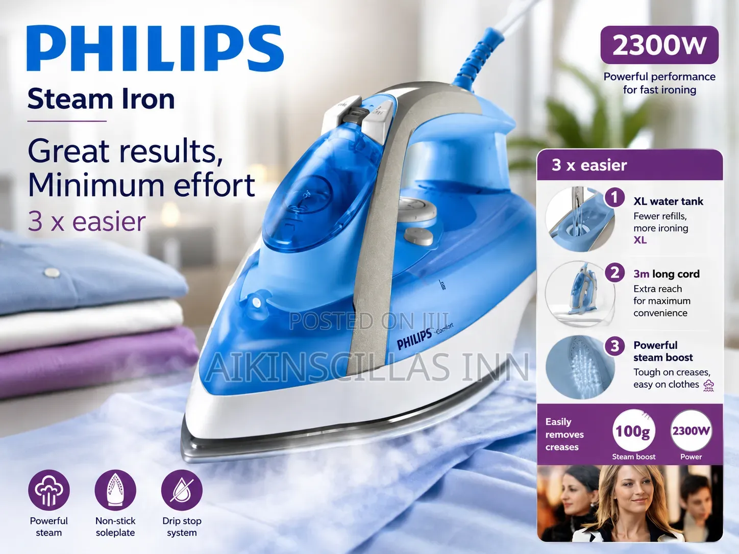 Philips 2300w Powerful Steam Glide