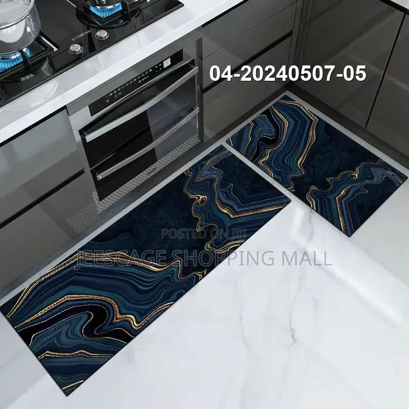 Geometric Style Kitchen Floor Mat Runner Set