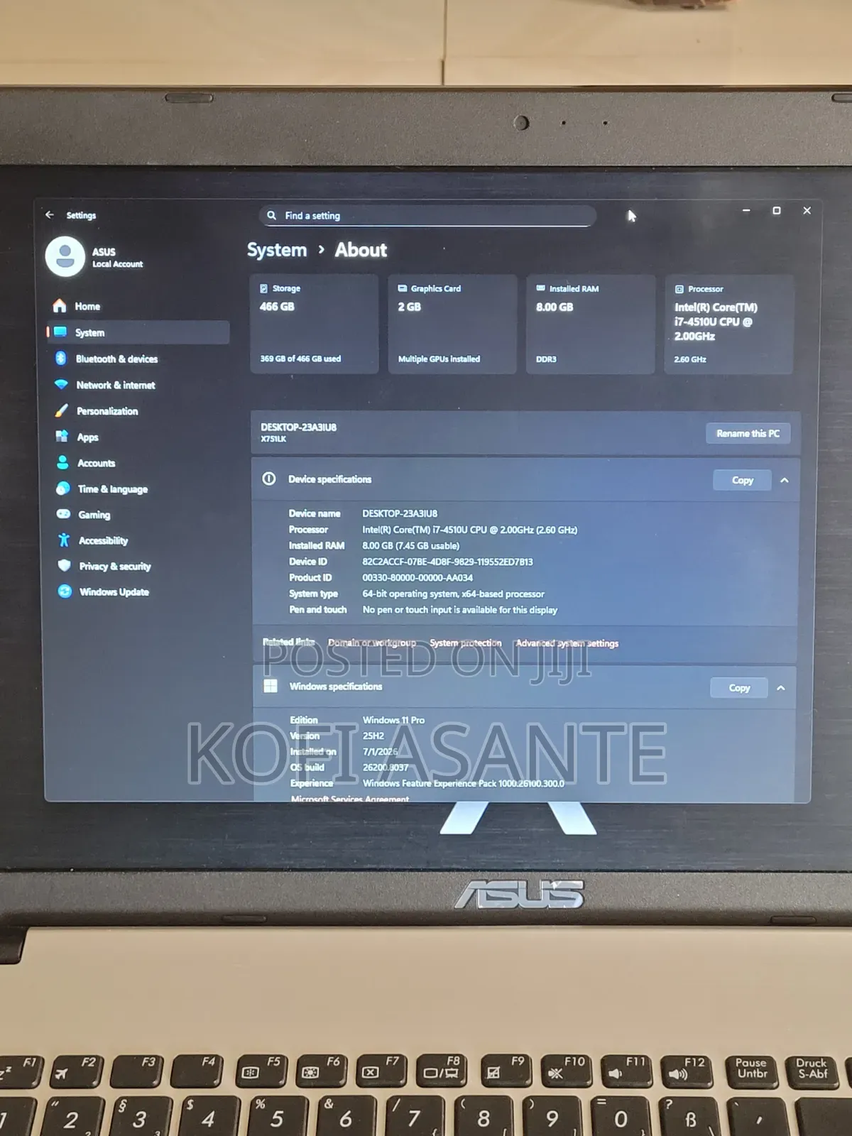 Laptop Asus X751NA 8GB Intel Core i7 HDD+SSD 500GB