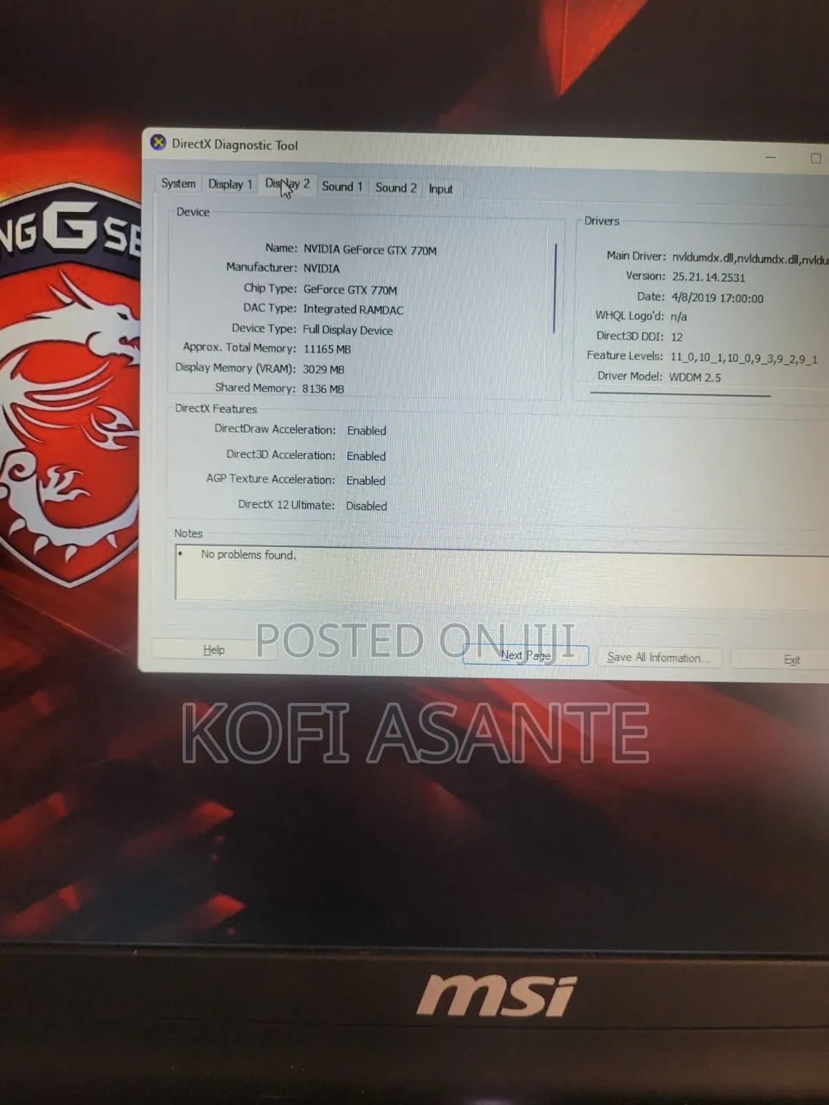 Laptop MSI GT70 2OC 16GB Intel Core i7 HDD+SSD 256GB