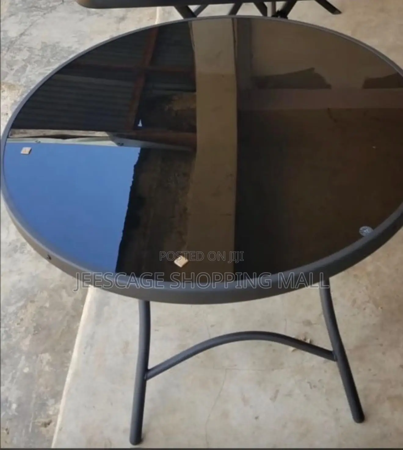 Round Smoked Glass Patio Bistro Table With Metal Frame