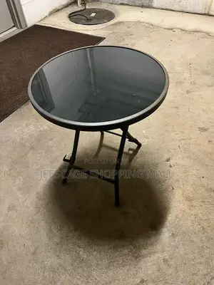 Round Smoked Glass Patio Bistro Table With Metal Frame