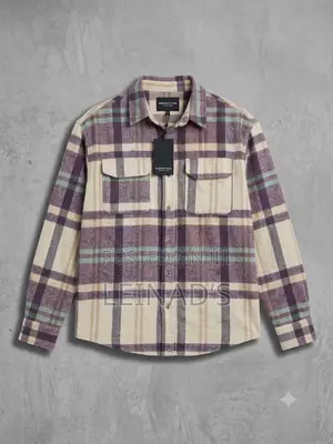 Unisex Heavyweight Flannel Plaid Shacket – Orange Brown