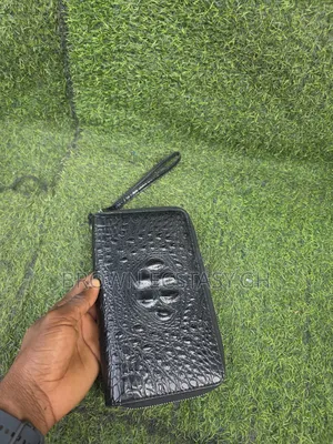 Crocodile Leather Double Zipper Clutch Bag (Uk Used)