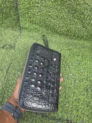 Crocodile Leather Double Zipper Clutch Bag (Uk Used)