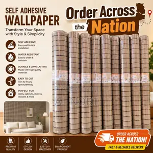 Self Adhesive Wallpaper Roll – Wood Grain Stripe Design – Brown