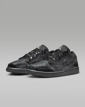 Original Jordan 1 Low Dunk. In Black With Red Sole All Black.