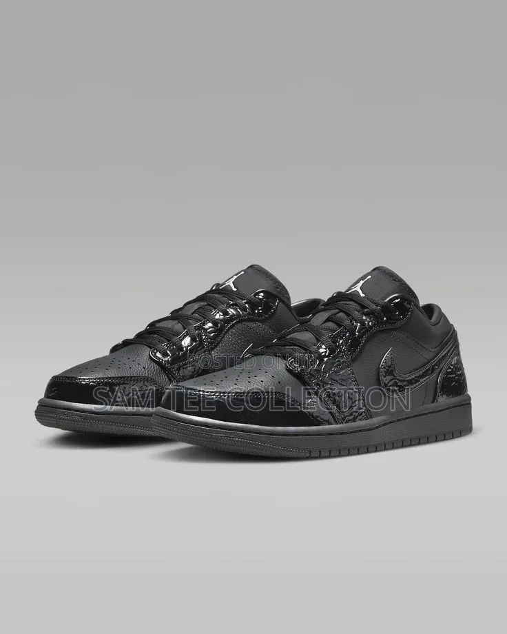 Original Jordan 1 Low Dunk. In Black With Red Sole All Black.