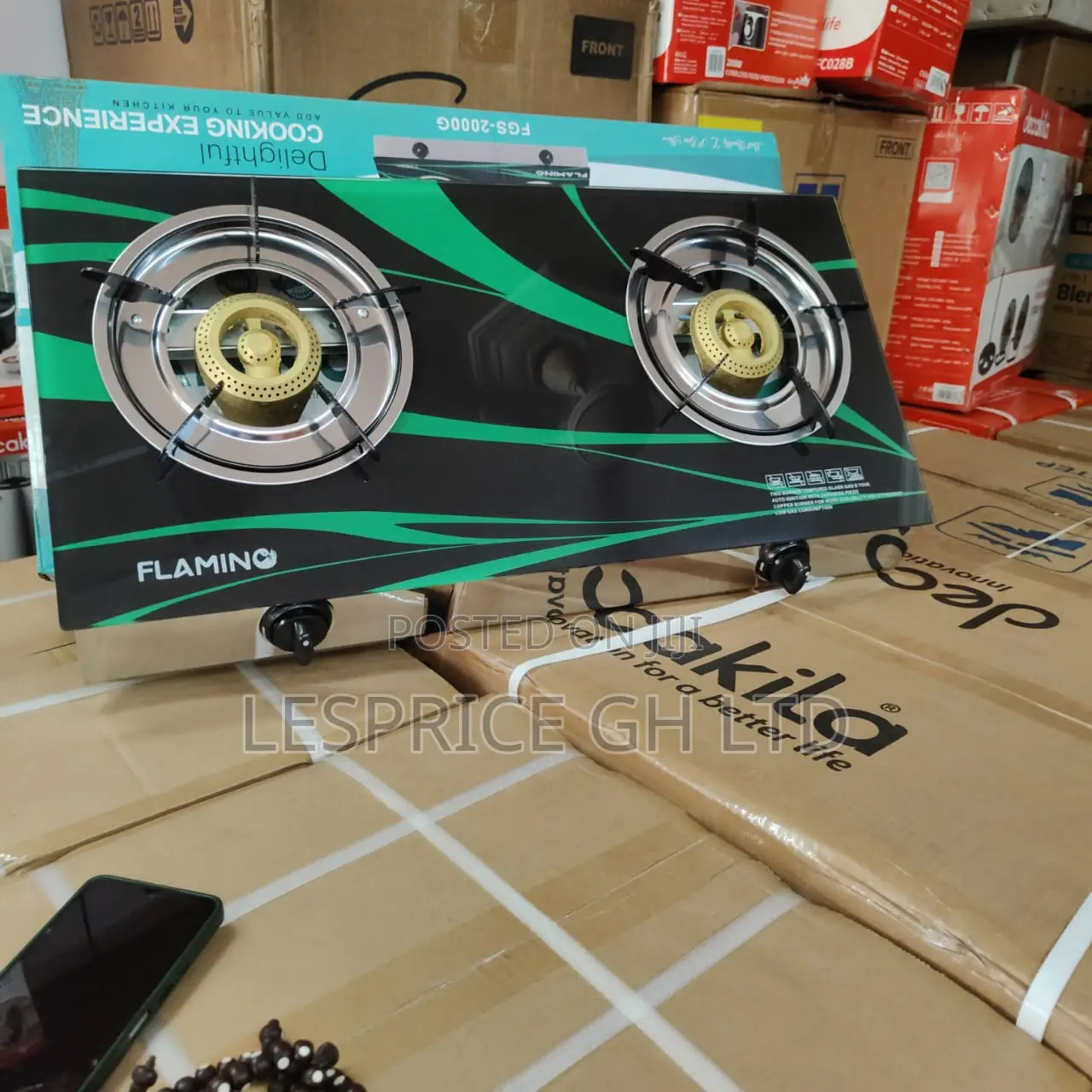 Price Slash on Our Exceptional 2 Burner Glass Top Flamino Gas Stove