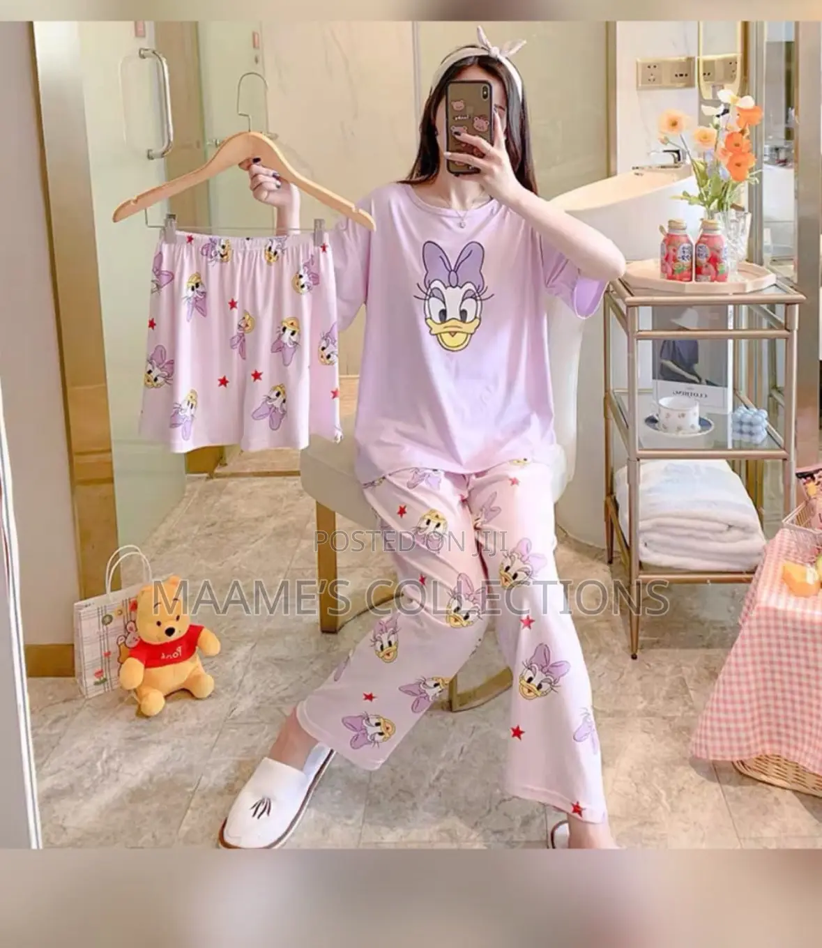 Cartoon Print Women’S Pyjamas / Sleepwear 3-Piece Set