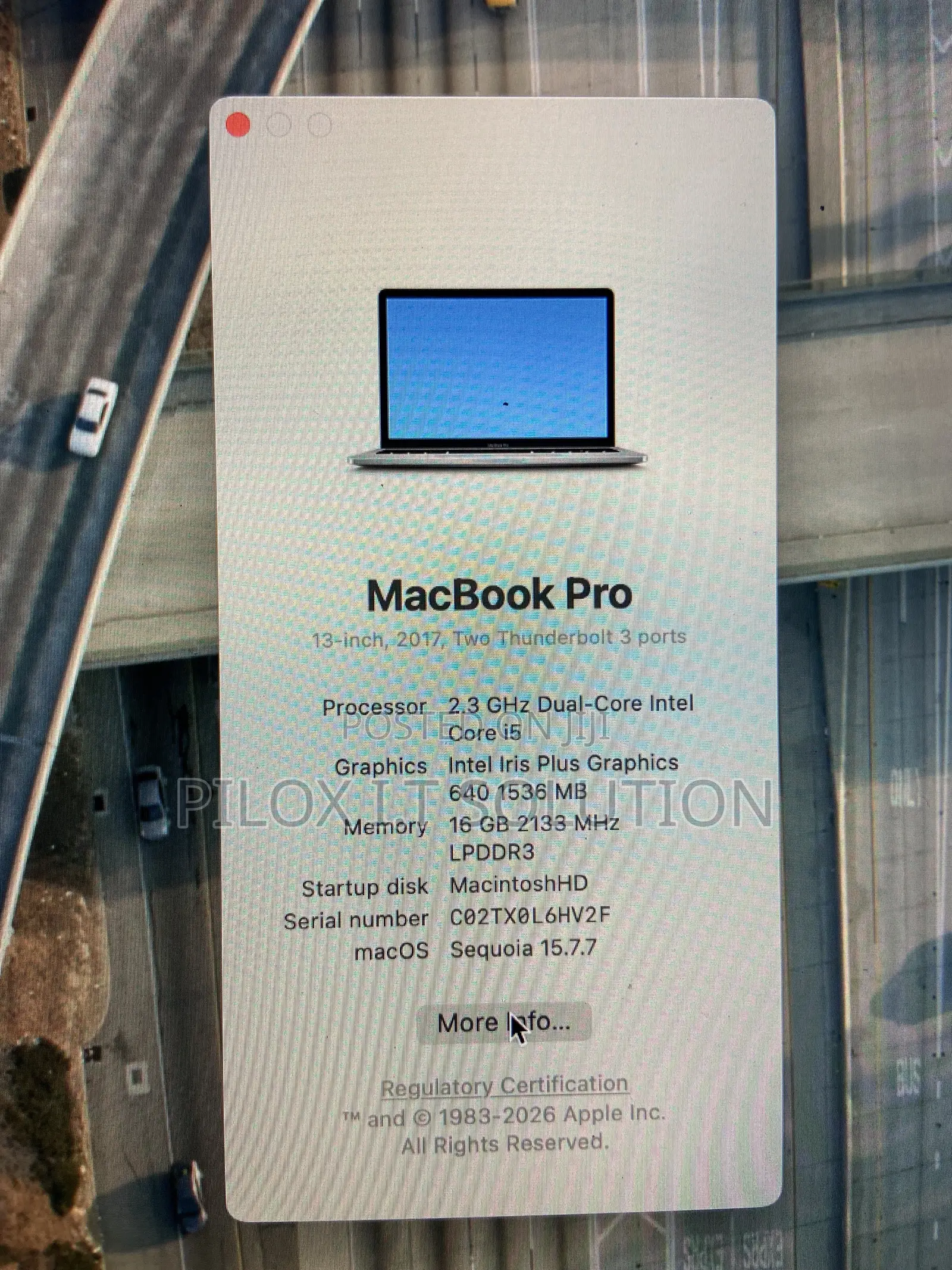 Laptop Apple MacBook Pro 2017 16GB Intel Core i5 SSD 128GB