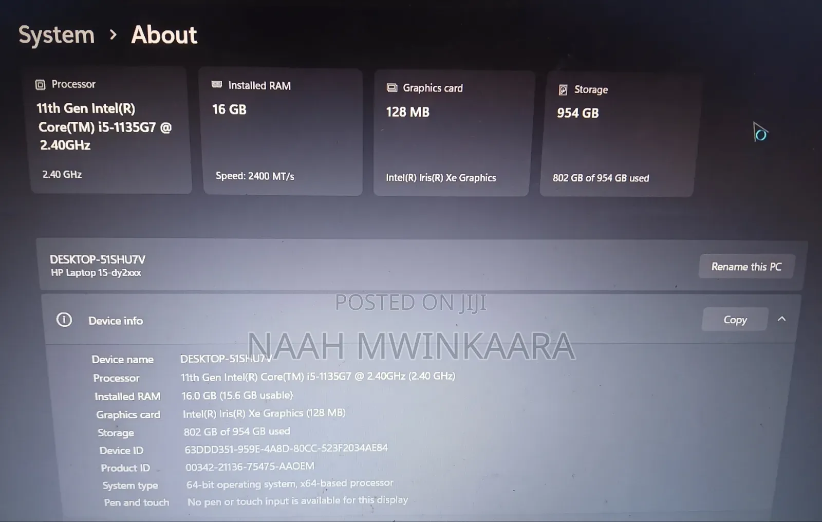 Laptop HP 15-dy2075tg 16GB Intel Core i5 SSD 1T