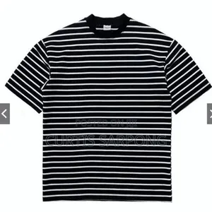 Fashion Stripped Round Neck Summer T-Shirt - Black