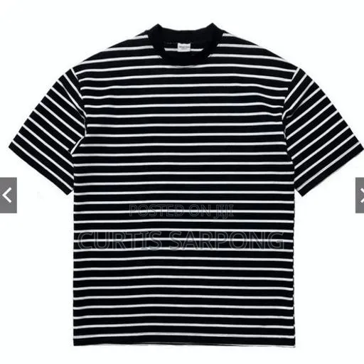 Fashion Stripped Round Neck Summer T-Shirt - Black