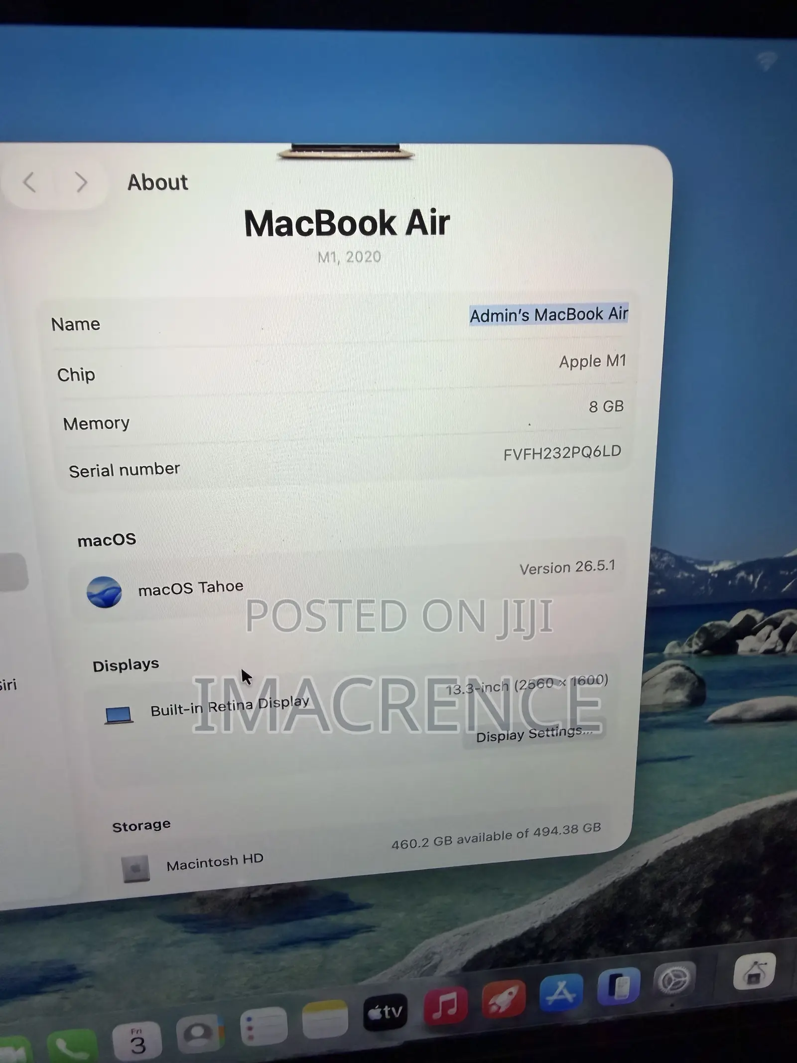 Laptop Apple MacBook Air 2020 M1 8GB Apple M1 SSD 512GB