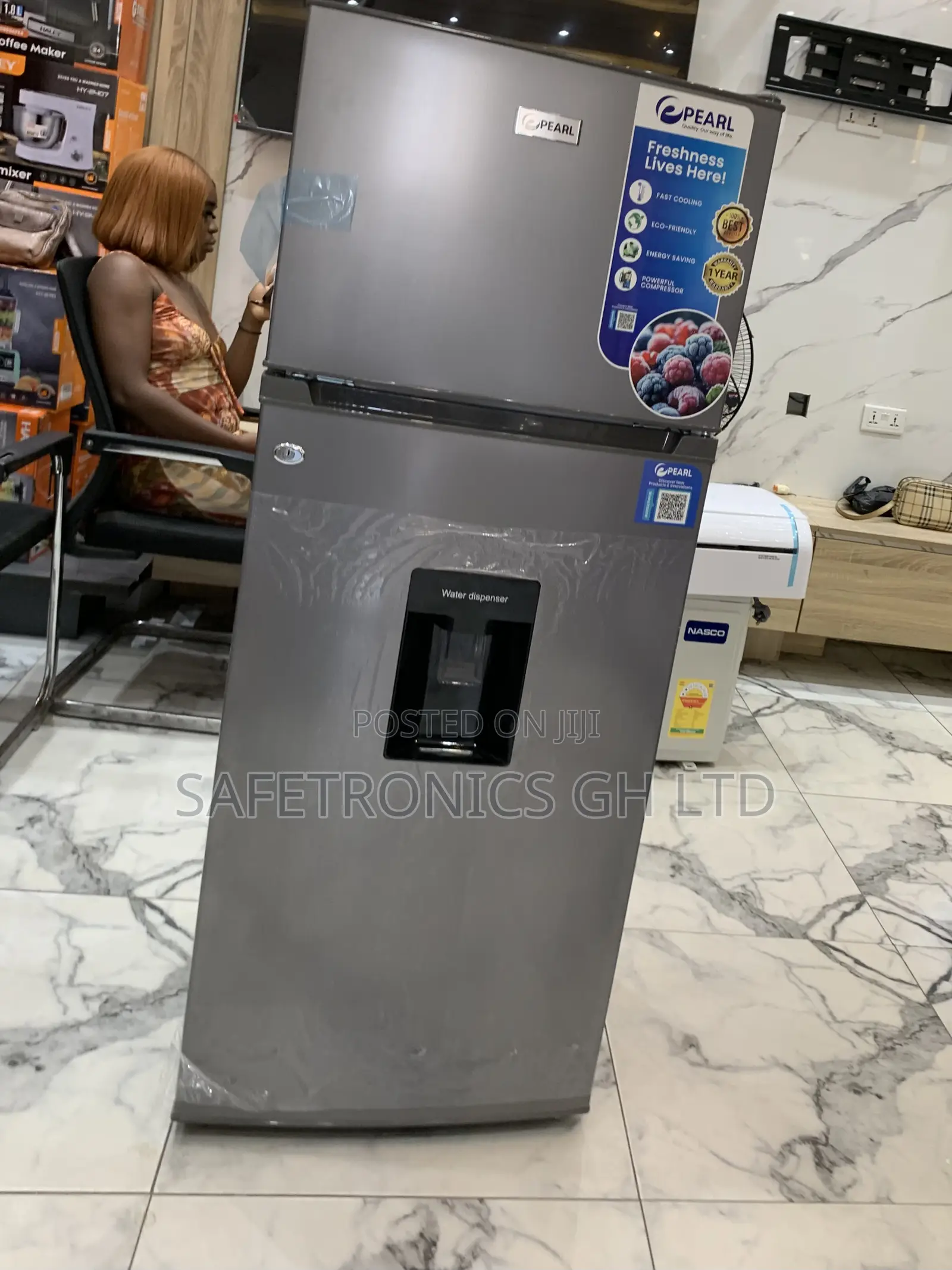 Secure Pearl Pf-252twd-5e 204l Dispenser Fridge –Double Door Top-Mount
