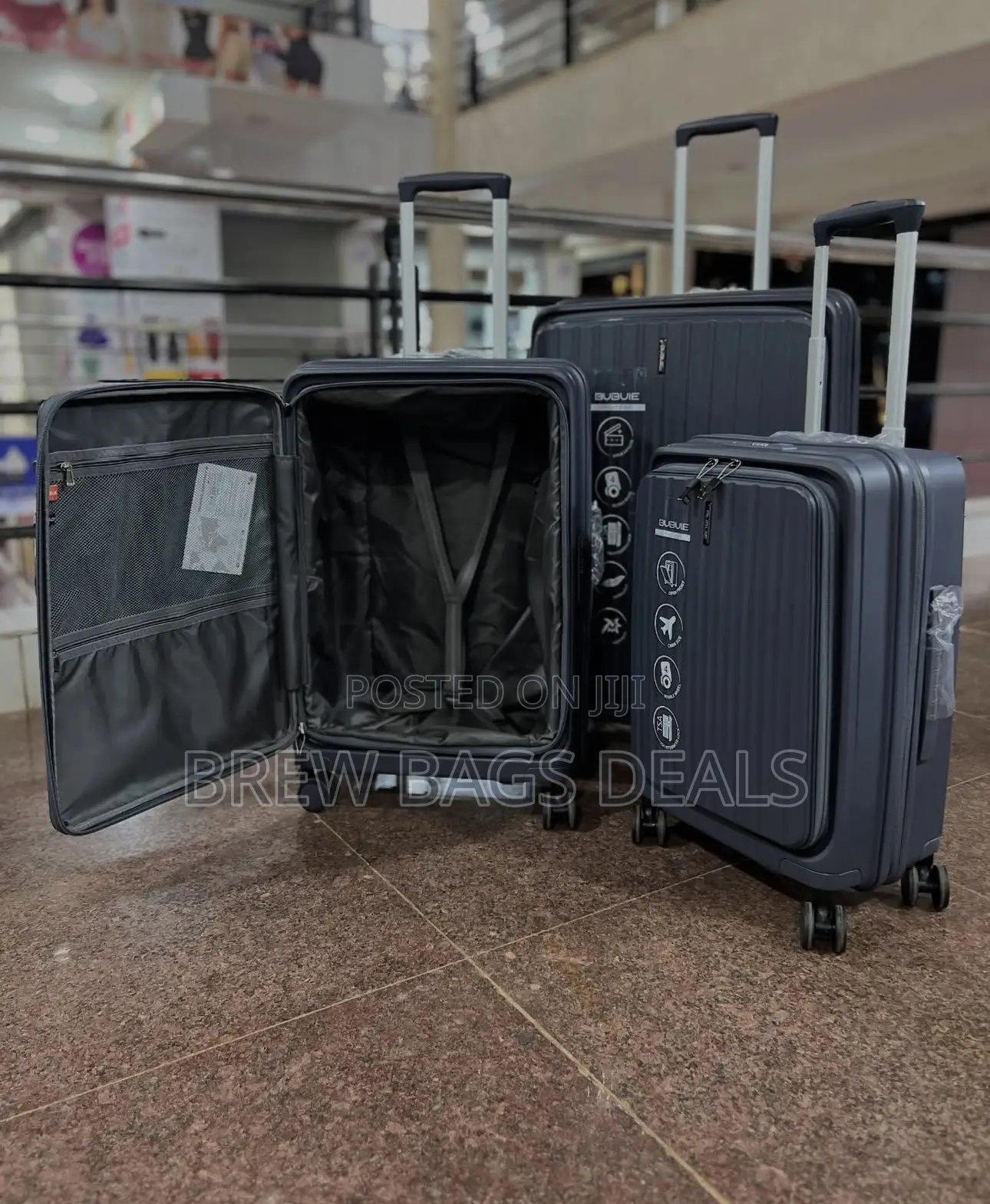 Premium Quality 3set Bubule Zip Expansion Front Zip Traveling Bag.