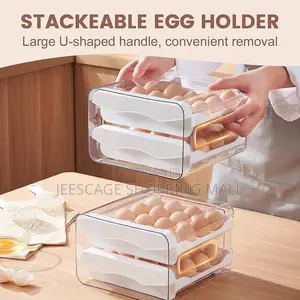 Stackable Clear Drawer Egg Organizer for Refrigerator