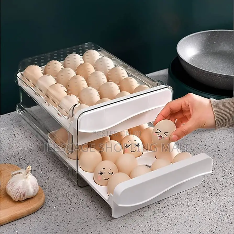 Stackable Clear Drawer Egg Organizer for Refrigerator