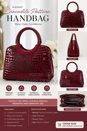 Elegant Women’S Crocodile Pattern Handbag