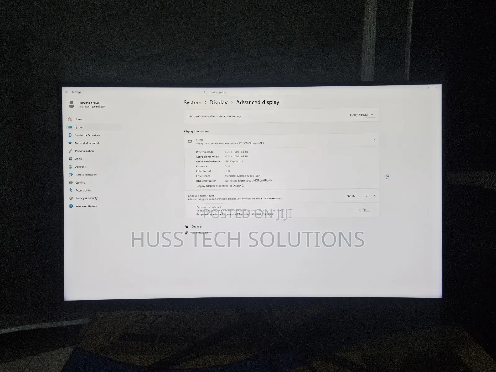 Lumixun Full Hd 27" 165hz Curved Screen Gaming Monitor
