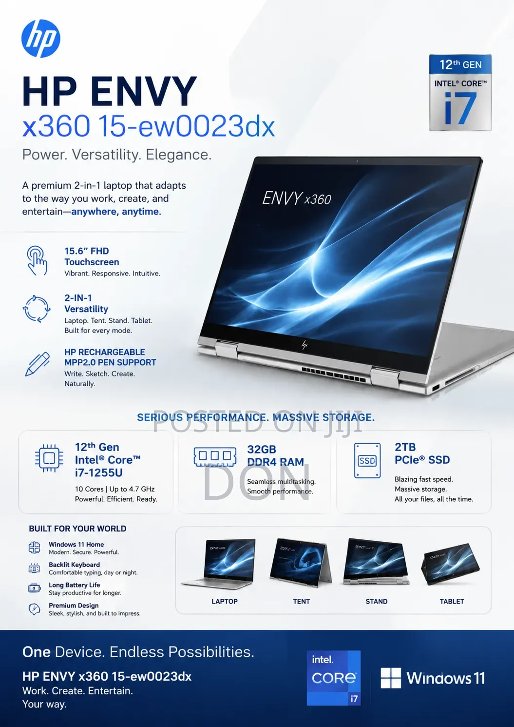 Laptop HP Envy X360 32GB Intel Core i7 SSD 2T