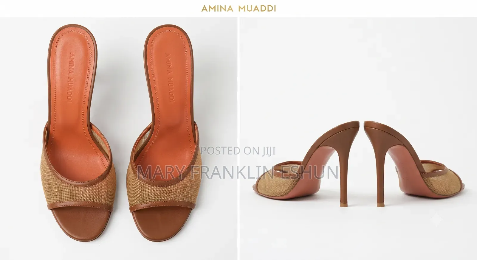 Authentic Amina Muaddi Lupita Mesh Mule Heels