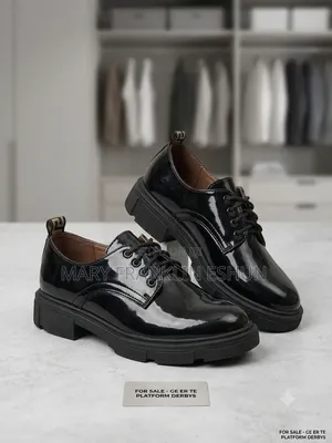 Black Platform Loafers With Chunky Heel