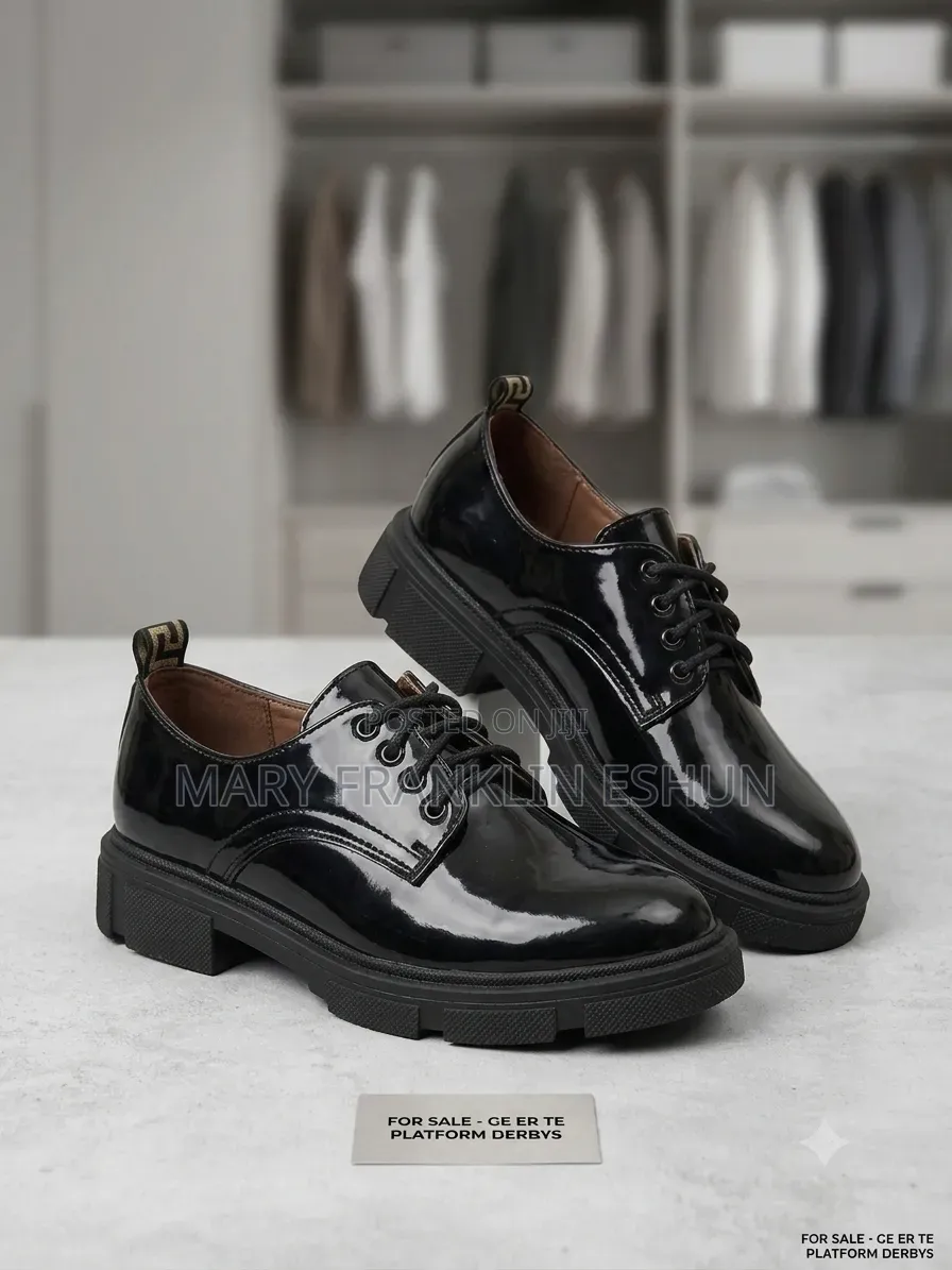 Black Platform Loafers With Chunky Heel