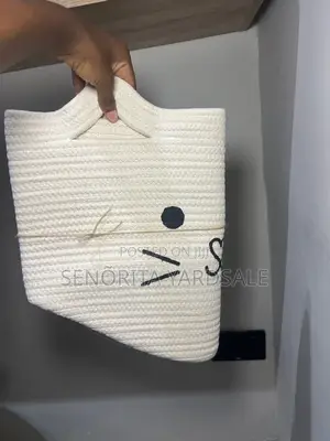 Small Storage Cotton Rope Basket Woven Decorative White Cat Face