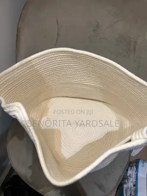 Small Storage Cotton Rope Basket Woven Decorative White Cat Face