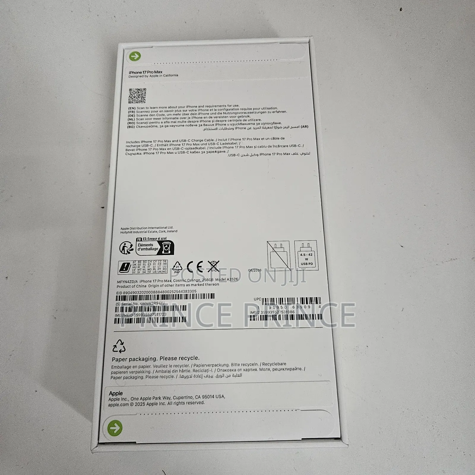 New Apple iPhone 17 Pro Max 256 GB Orange