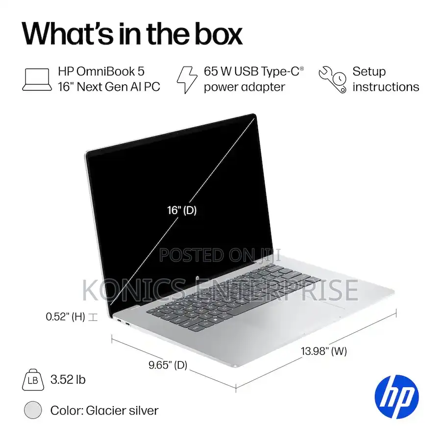 New Laptop HP OmniBook 5 16" 16GB Qualcomm Snapdragon X Plus SSD 1T