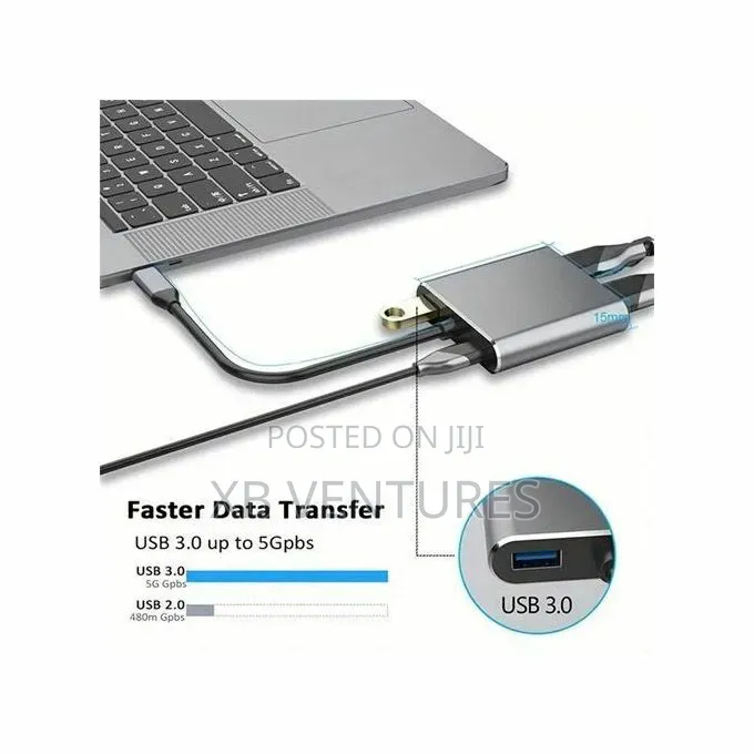 4-in-1 Adapter Type-C Hub Pd100w+Usb3.0+Hdmi+Vga