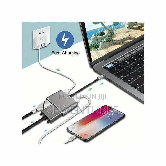 4-in-1 Adapter Type-C Hub Pd100w+Usb3.0+Hdmi+Vga