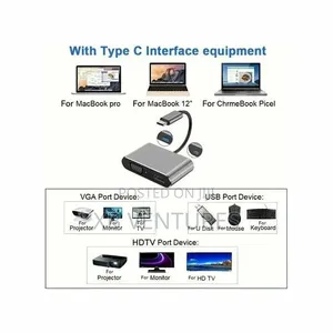 4-in-1 Adapter Type-C Hub Pd100w+Usb3.0+Hdmi+Vga