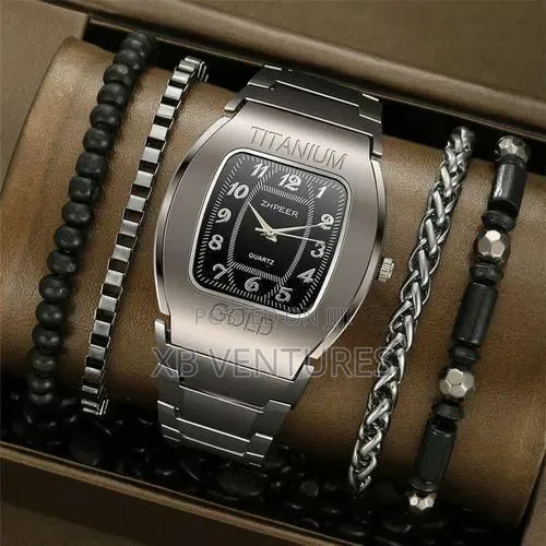 5ps Luxury Large Dial Square Titanium Alloy Men's Business Watch