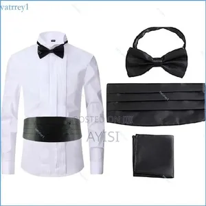 Bow Tie With 2 Pocket Square and Cummerbund Set - Red