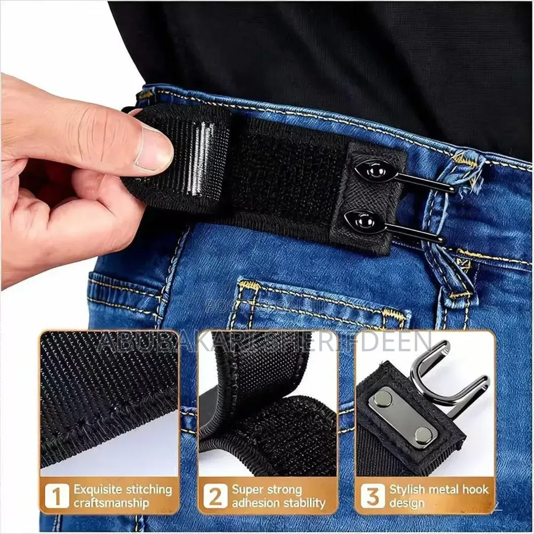2pcs Tactical Metal Hook Elastic Belt Buckle-Less Invisible Waist Belt