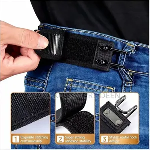 2pcs Tactical Metal Hook Elastic Belt Buckle-Less Invisible Waist Belt