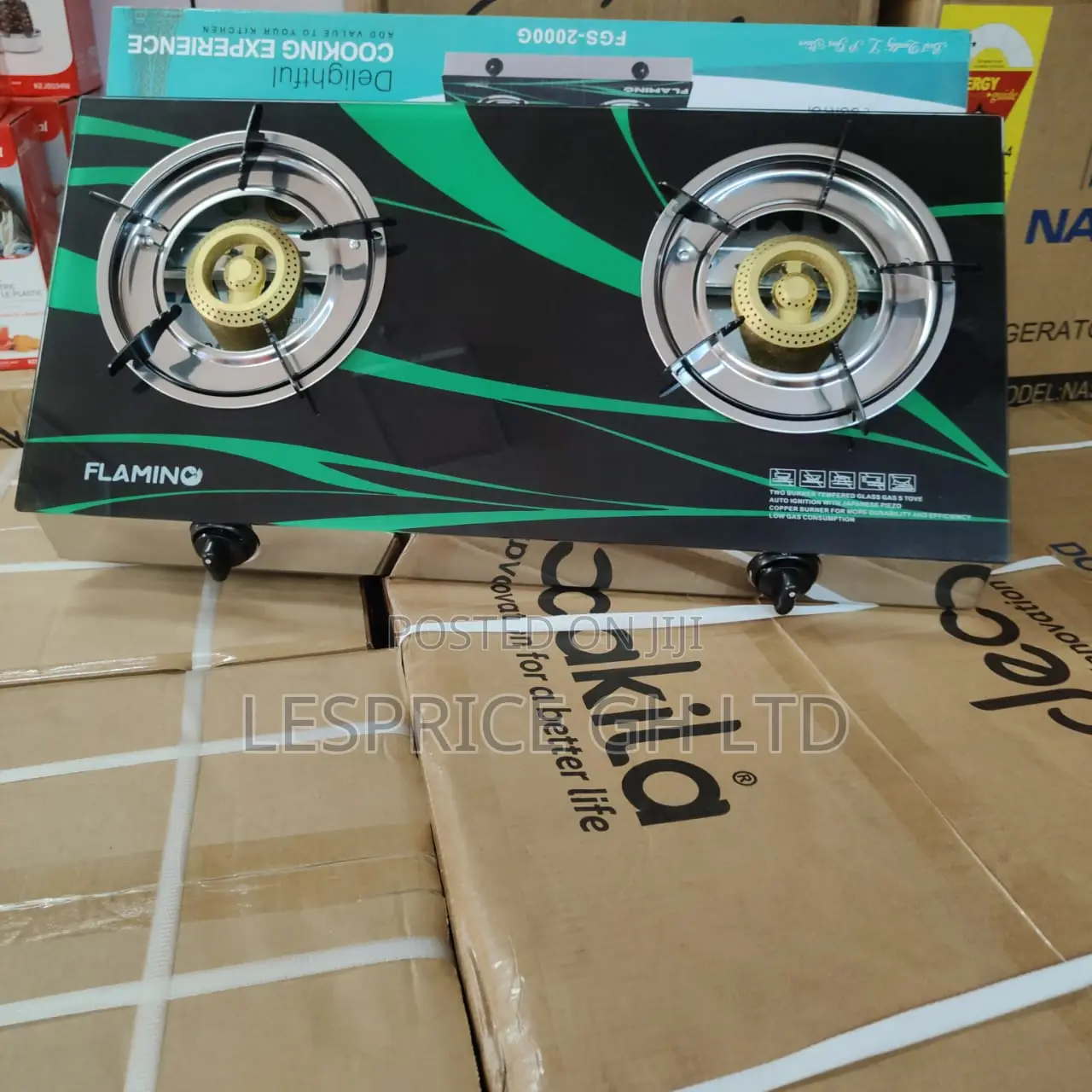 Clearance Sale On Our Genuine 2 Burner Glass Top Flamino Gas Stove