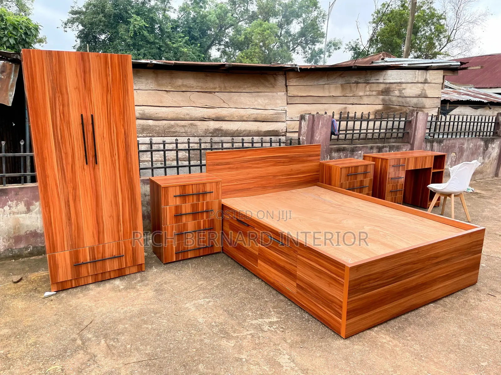 Luxury Bedroom Set ( Foreign Double Bed Storage + Wardrobe + Dresser )