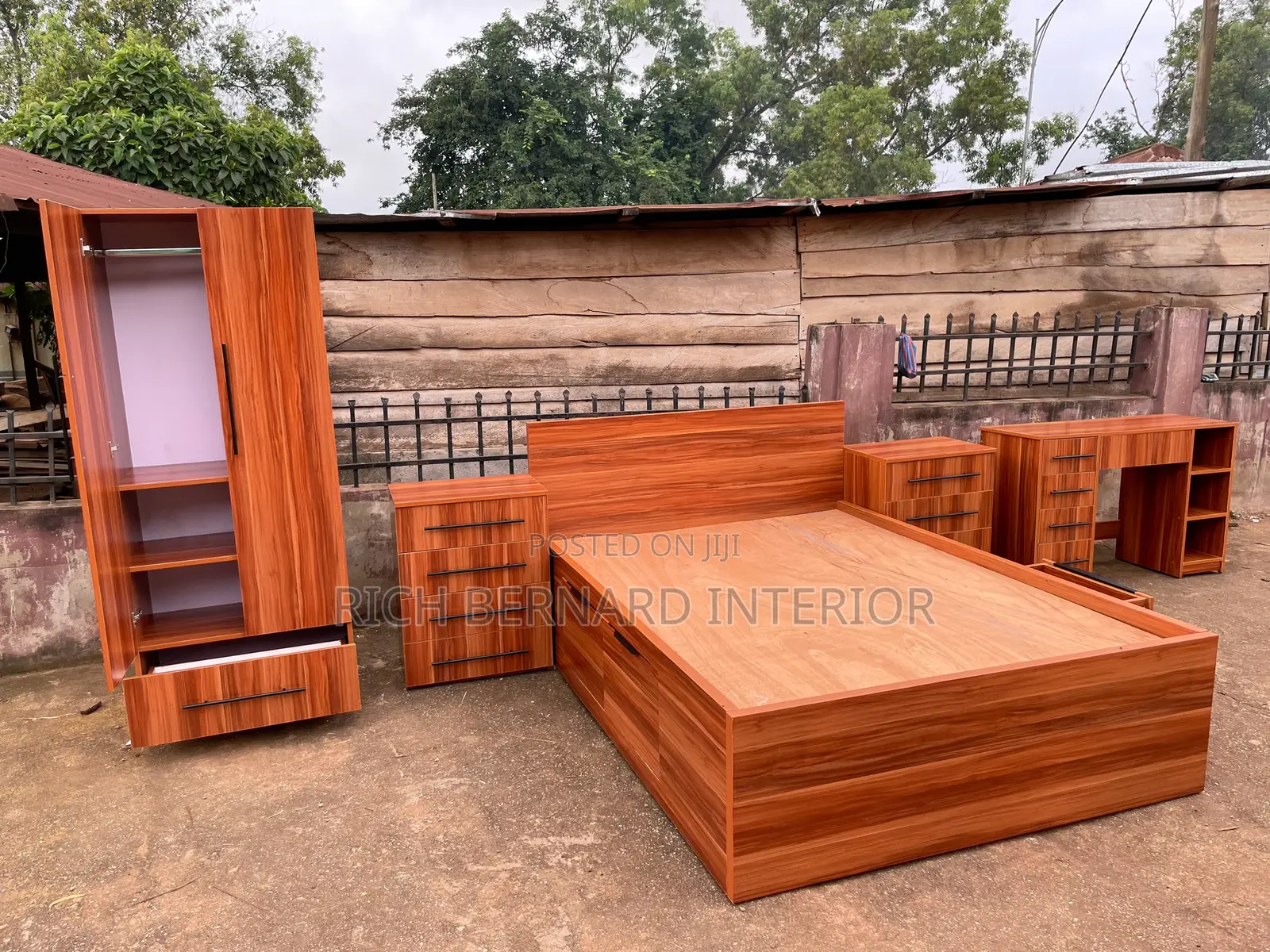 Luxury Bedroom Set ( Foreign Double Bed Storage + Wardrobe + Dresser )