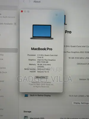 Laptop Apple MacBook Pro 2018 16GB Intel Core i5 SSD 512GB