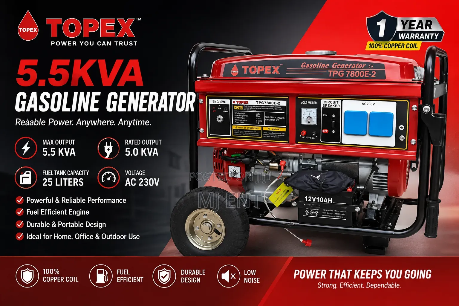 Generator 5.5 Kva Petrol Topex